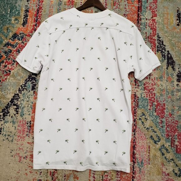 Scotch & Soda Mens Palm Tree Polo Size XXL White Short Sleeve Collar Buttons - Picture 2 of 14